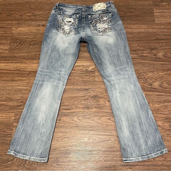 MISS ME Mid Rise Easy Boot Embellished  Denim Jeans Blue Style JE8607ER Size 30 - Picture 14 of 14